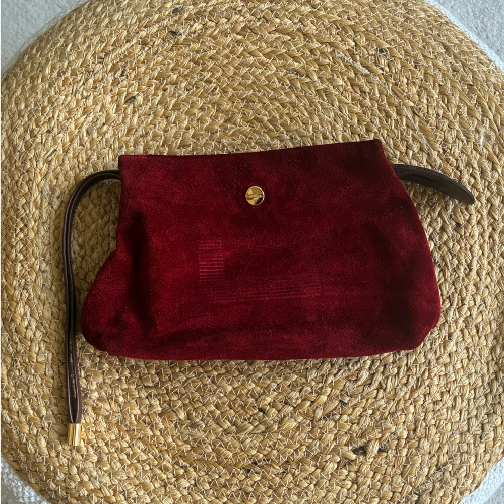 Vintage Lancel Red Suede Wristlet